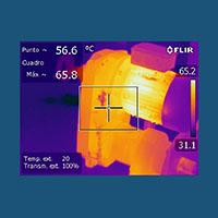 Termografía en motor con reductor de velocidad y caja de engranajes.