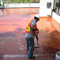 Aplicación de imprimante para sellado de techo.